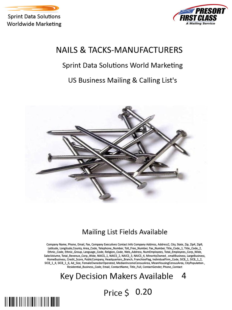 NAILS & TACKS-MANUFACTURERS