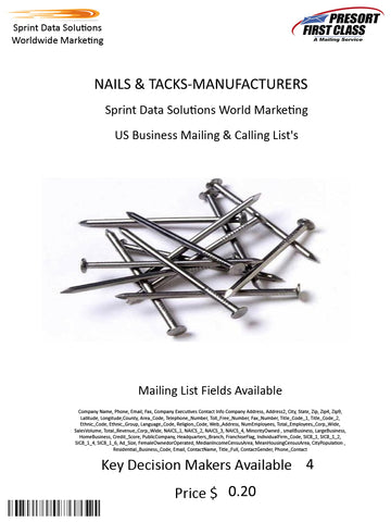 NAILS & TACKS-MANUFACTURERS