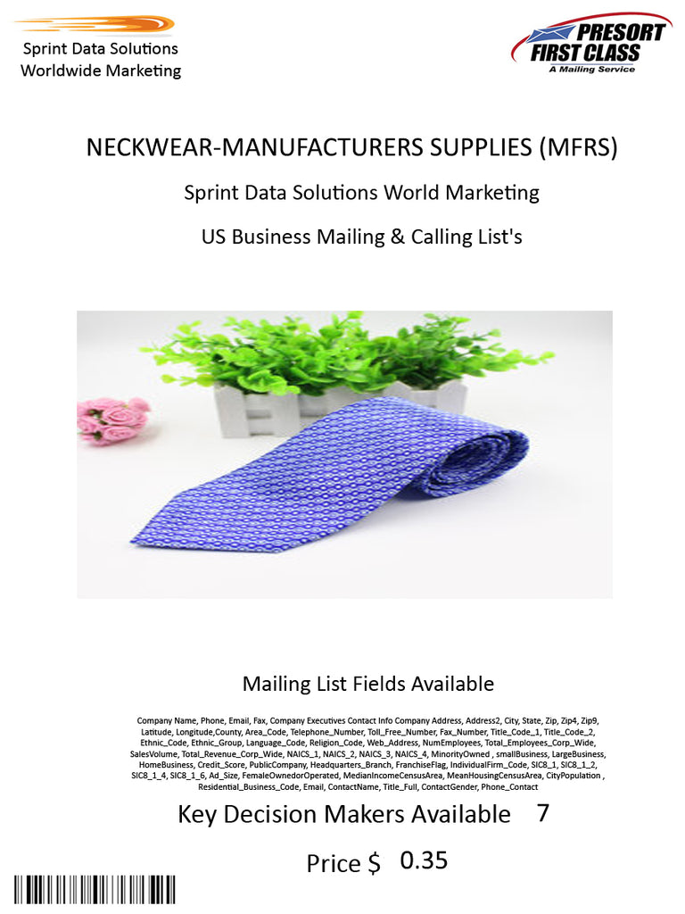 NECKWEAR-MANUFACTURERS SUPPLIES (MFRS)