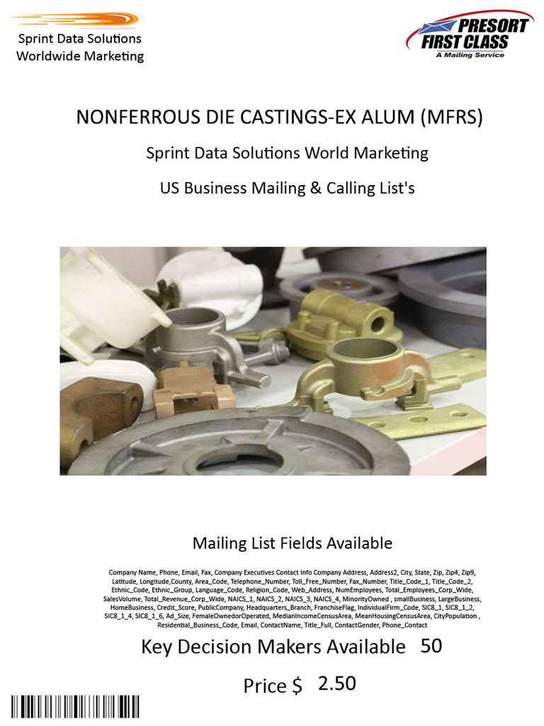 NONFERROUS DIE CASTINGS-EX ALUM (MFRS)