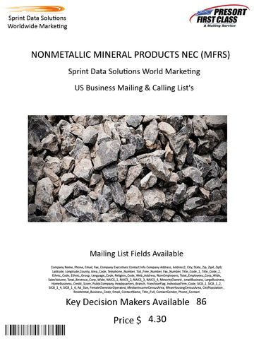 NONMETALLIC MINERAL PRODUCTS NEC (MFRS)