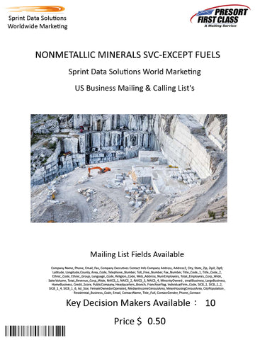 NONMETALLIC MINERALS SVC-EXCEPT FUELS