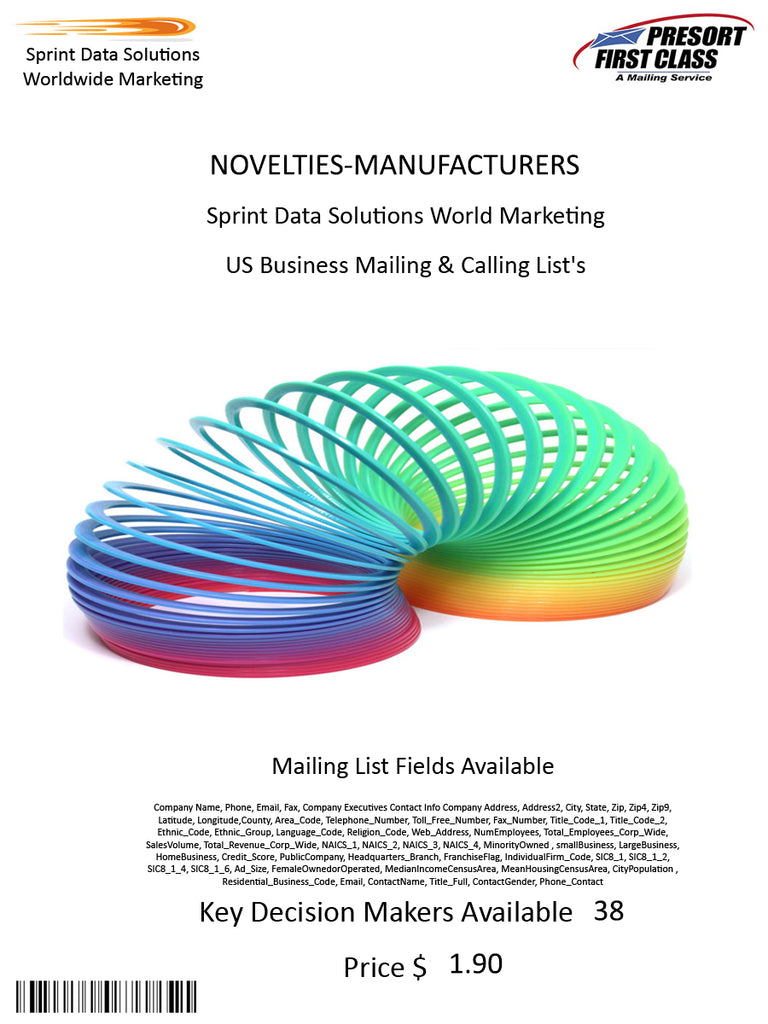 NOVELTIES-MANUFACTURERS