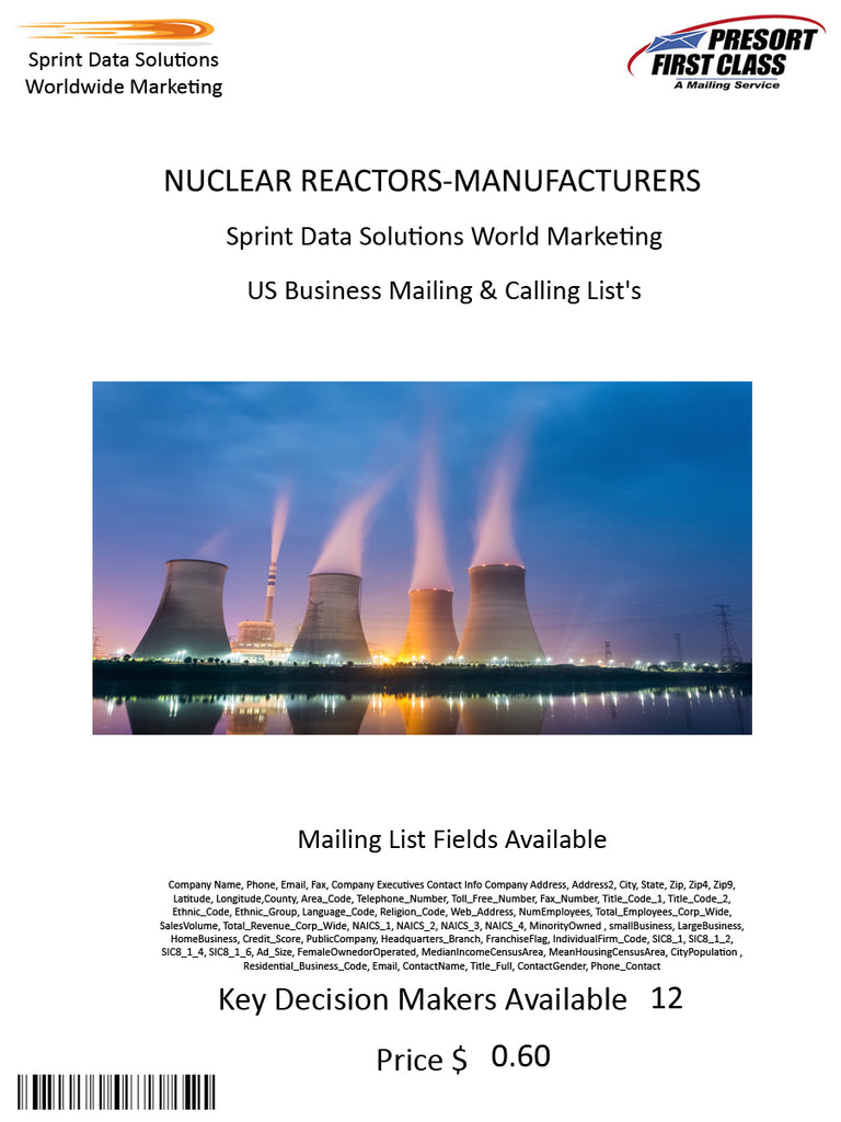 NUCLEAR REACTORS-MANUFACTURERS