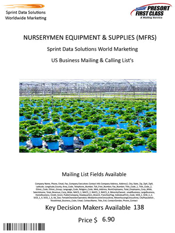 NURSERYMEN EQUIPMENT & SUPPLIES (MFRS)