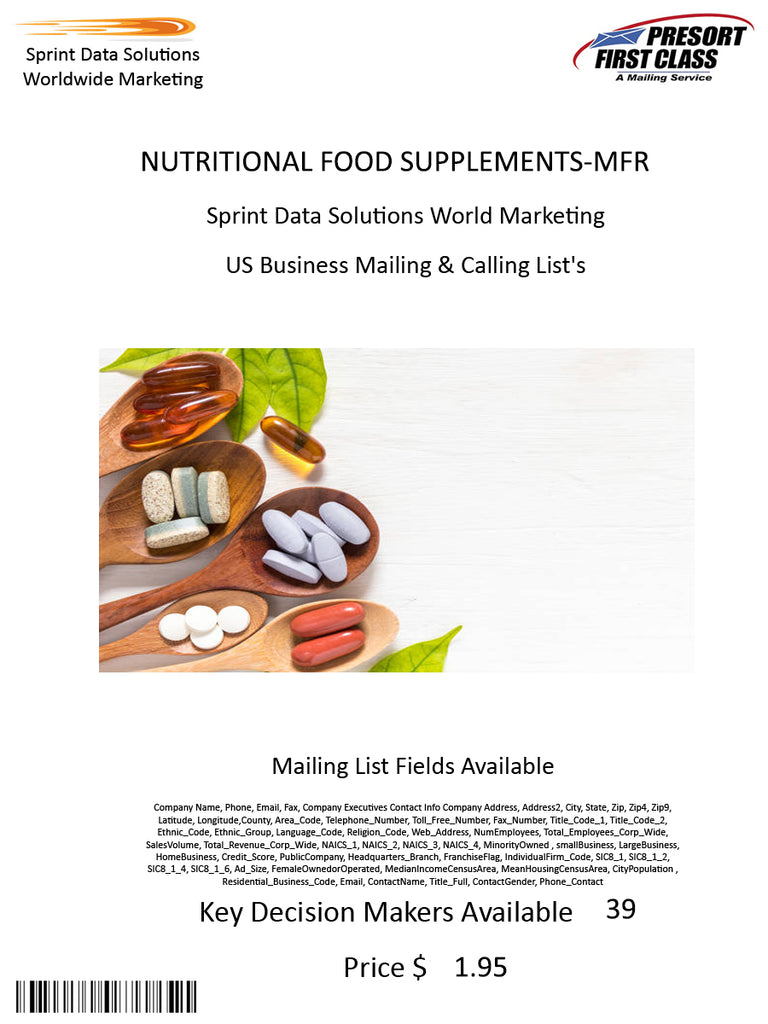 NUTRITIONAL FOOD SUPPLEMENTS-MFR