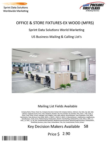 OFFICE & STORE FIXTURES-EX WOOD (MFRS)