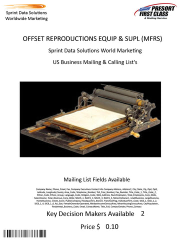 OFFSET REPRODUCTIONS EQUIP & SUPL (MFRS)