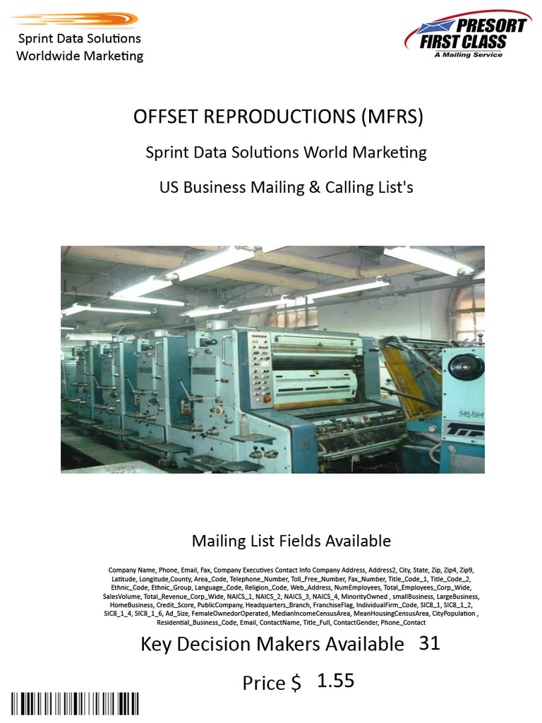 OFFSET REPRODUCTIONS (MFRS)