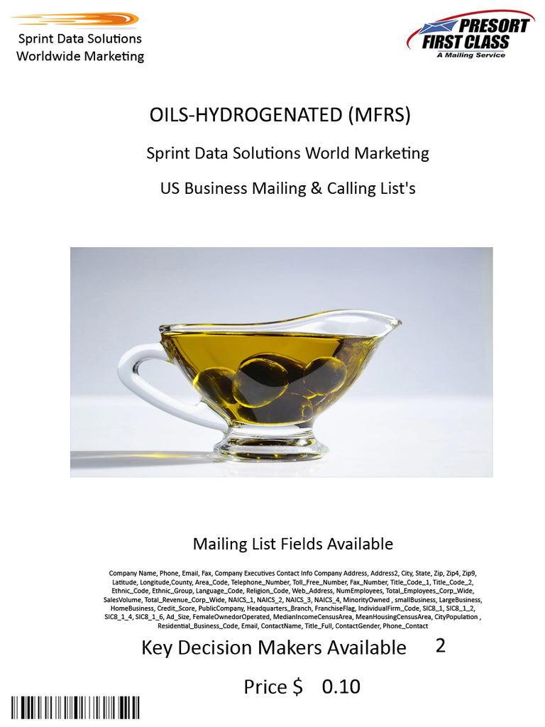 OILS-HYDROGENATED (MFRS)