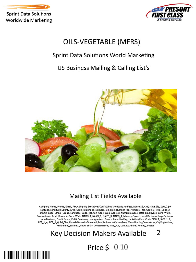 OILS-VEGETABLE (MFRS)