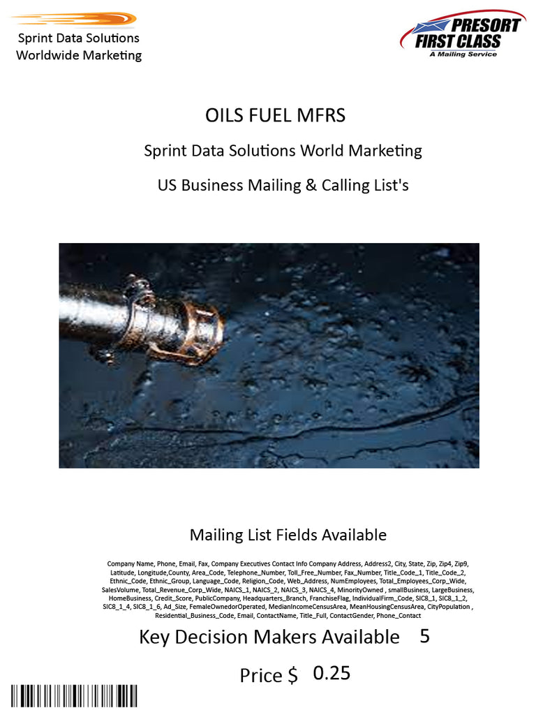 OILS FUEL MFRS