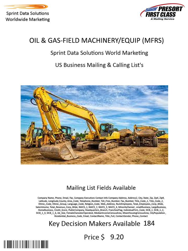 OIL & GAS-FIELD MACHINERY/EQUIP (MFRS)