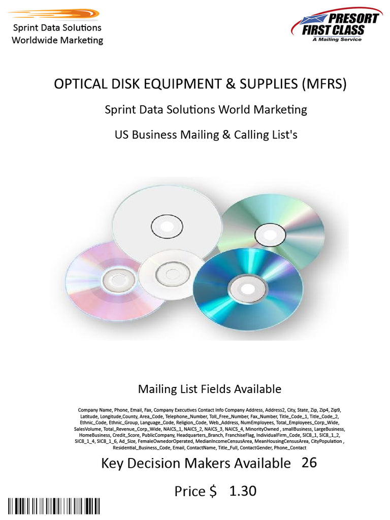 OPTICAL DISK EQUIPMENT & SUPPLIES (MFRS)