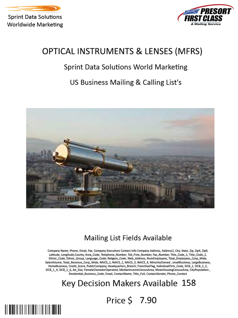 OPTICAL INSTRUMENTS & LENSES (MFRS)