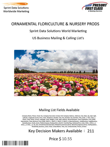 ORNAMENTAL FLORICULTURE & NURSERY PRODS