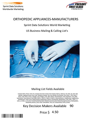 ORTHOPEDIC APPLIANCES-MANUFACTURERS