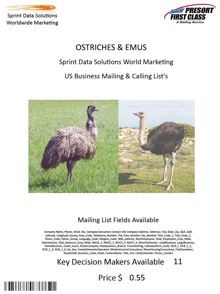 OSTRICHES & EMUS