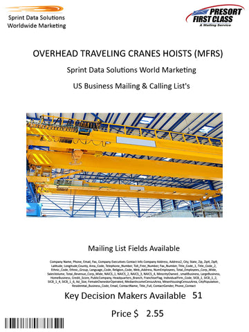 OVERHEAD TRAVELING CRANES HOISTS (MFRS)