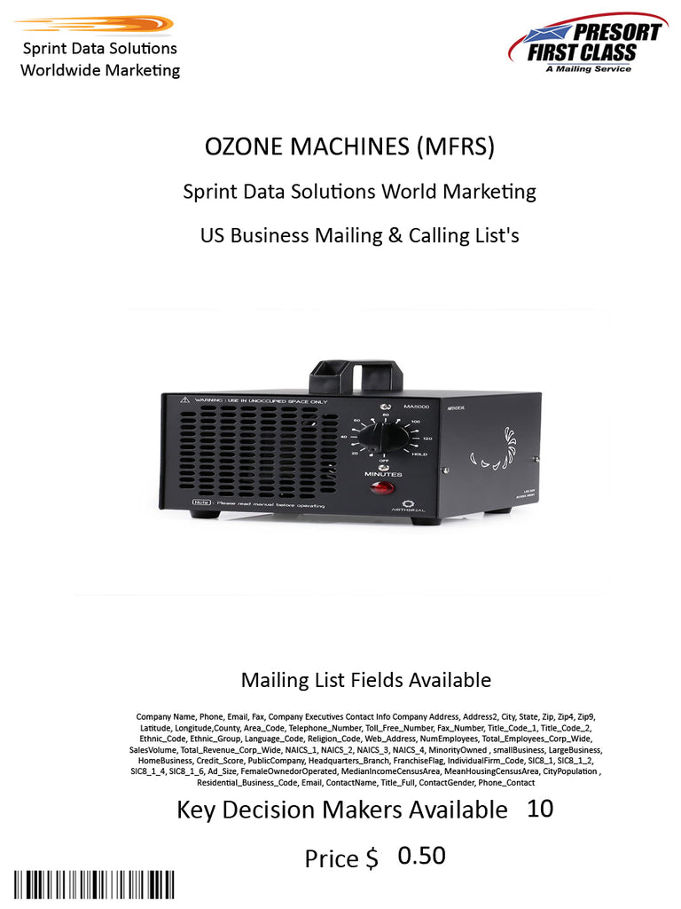 OZONE MACHINES (MFRS)