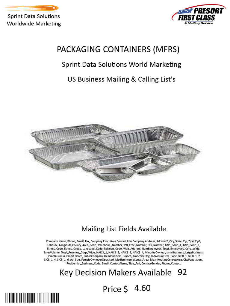 PACKAGING CONTAINERS (MFRS)