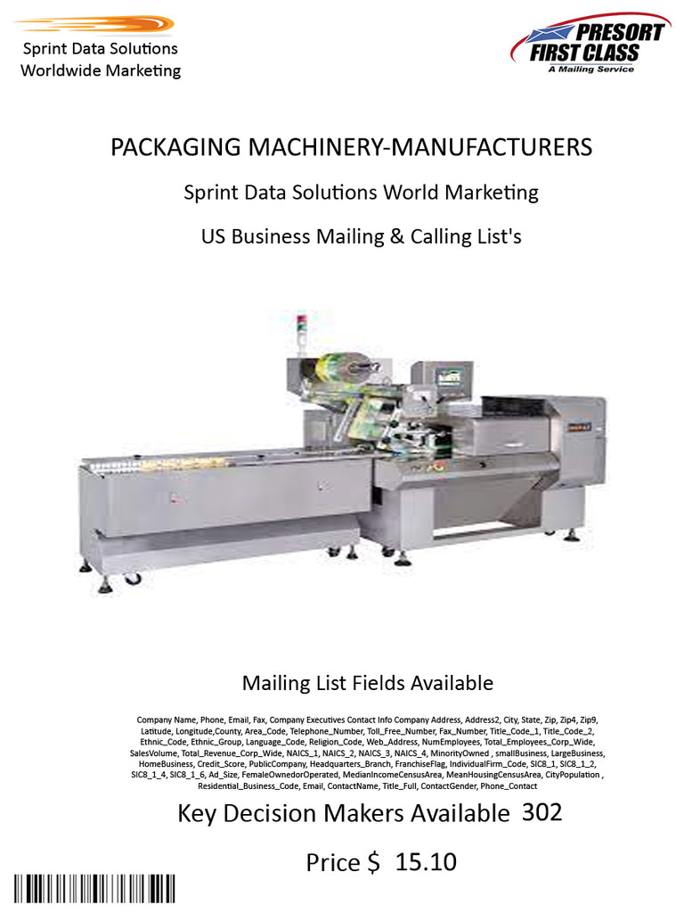 PACKAGING MACHINERY-MANUFACTURERS