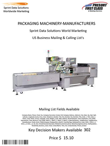 PACKAGING MACHINERY-MANUFACTURERS