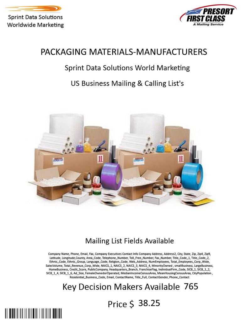 PACKAGING MATERIALS-MANUFACTURERS