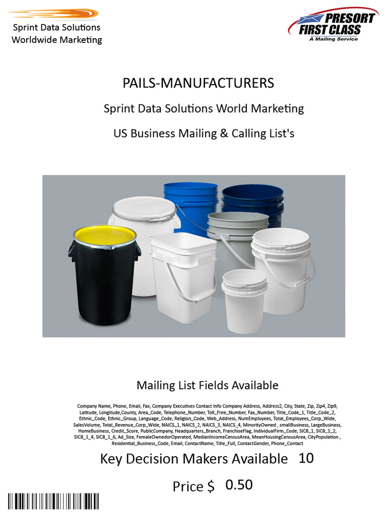 PAILS-MANUFACTURERS