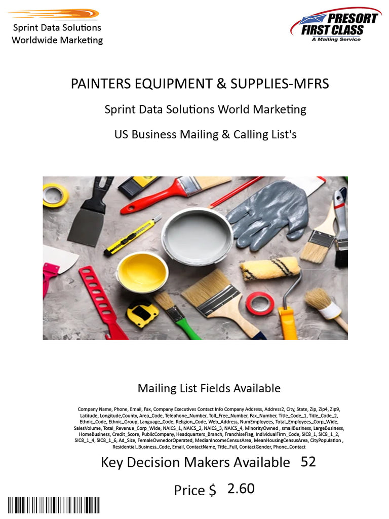 PAINTERS EQUIPMENT & SUPPLIES-MFRS