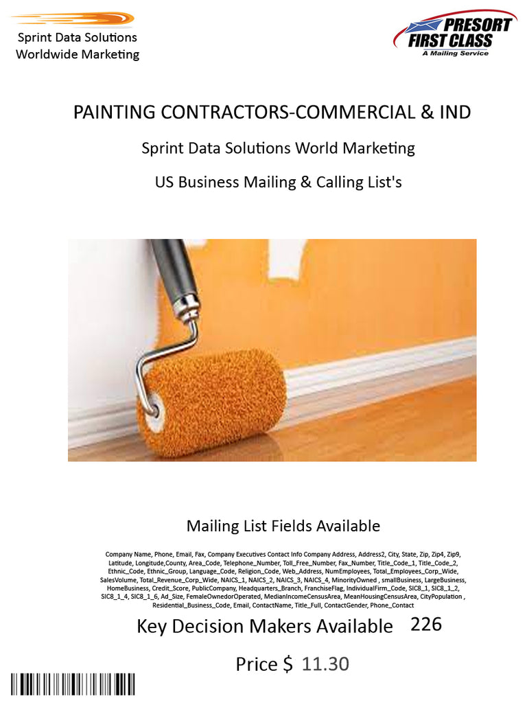 PAINTING CONTRACTORS-COMMERCIAL & IND