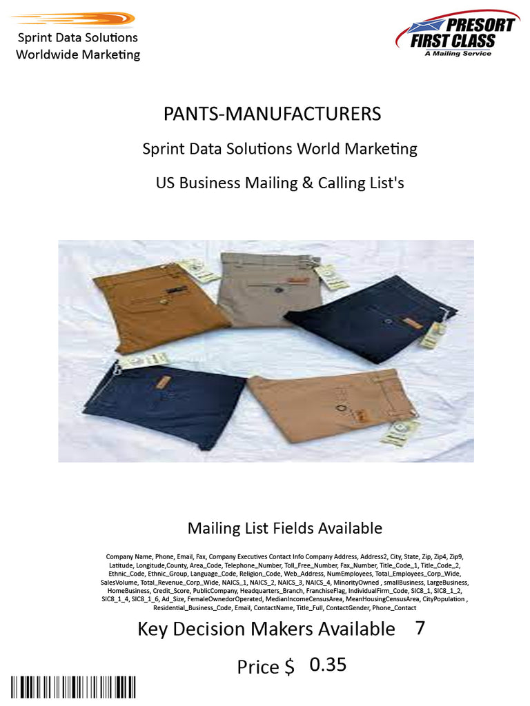 PANTS-MANUFACTURERS