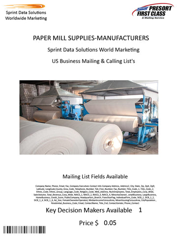 PAPER MILL SUPPLIES-MANUFACTURERS