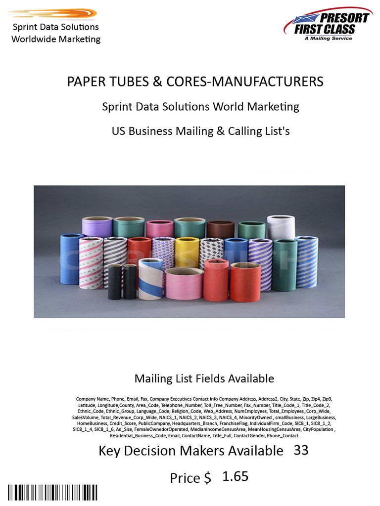 PAPER TUBES & CORES-MANUFACTURERS