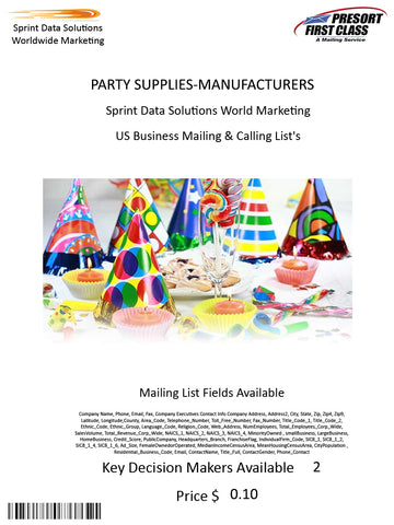 PARTY SUPPLIES-MANUFACTURERS