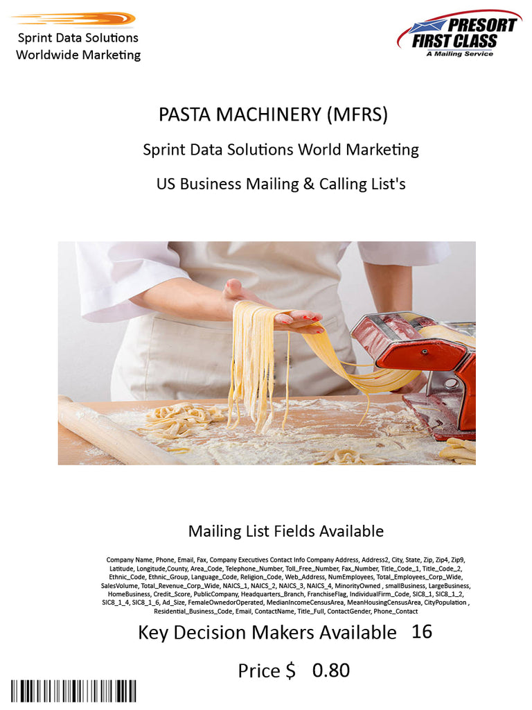 PASTA MACHINERY (MFRS)