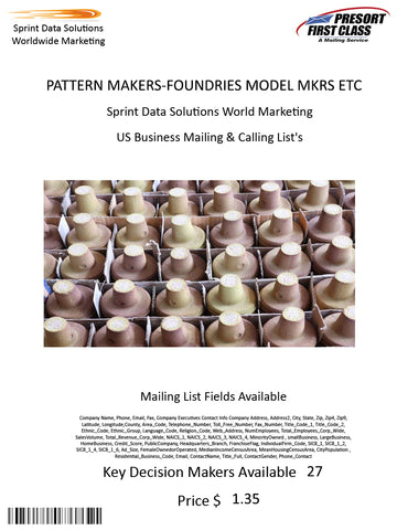 PATTERN MAKERS-FOUNDRIES MODEL MKRS ETC