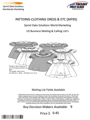 PATTERNS-CLOTHING DRESS & ETC (MFRS)