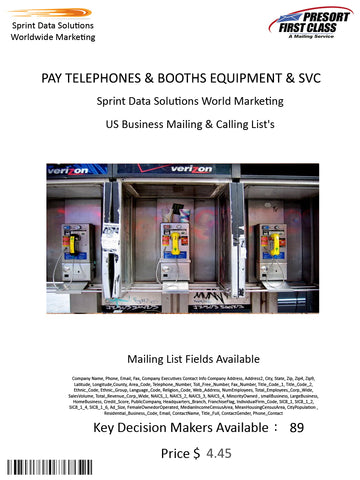 PAY TELEPHONES & BOOTHS EQUIPMENT & SVC