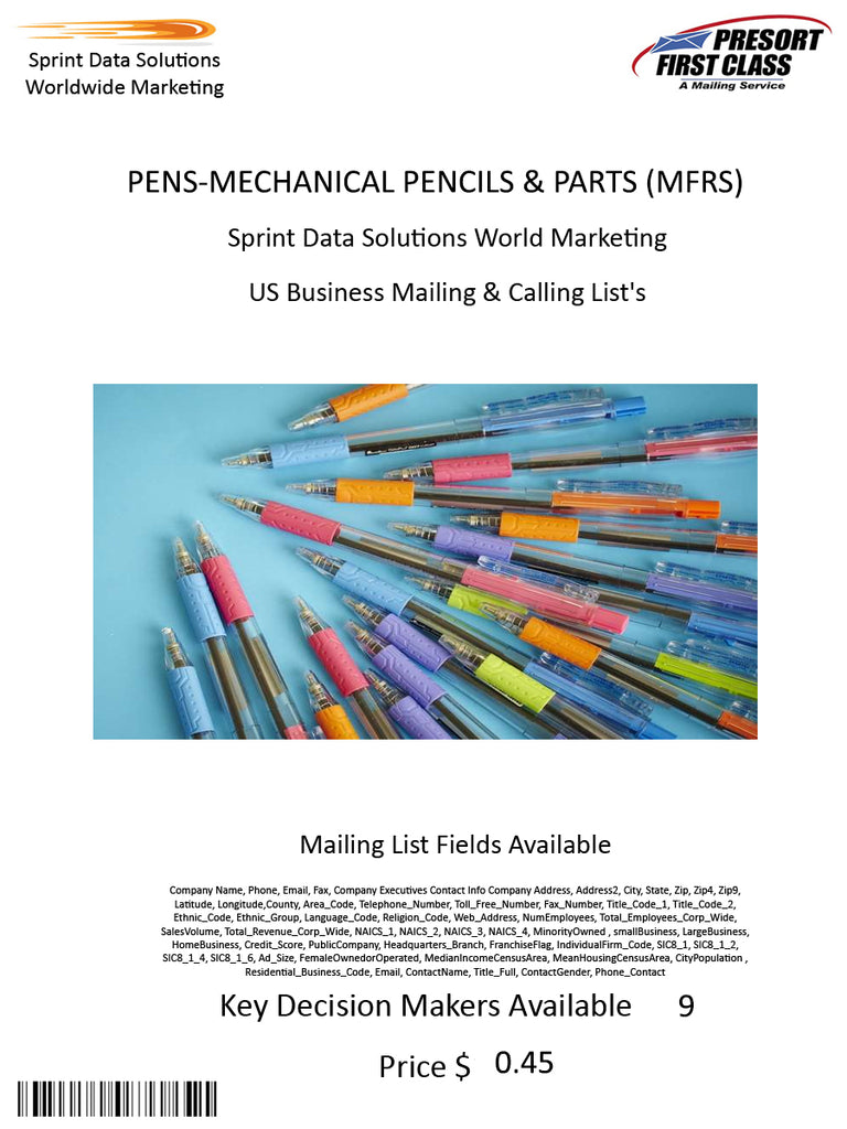 PENS-MECHANICAL PENCILS & PARTS (MFRS)