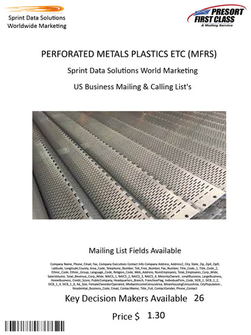 PERFORATED METALS PLASTICS ETC (MFRS)