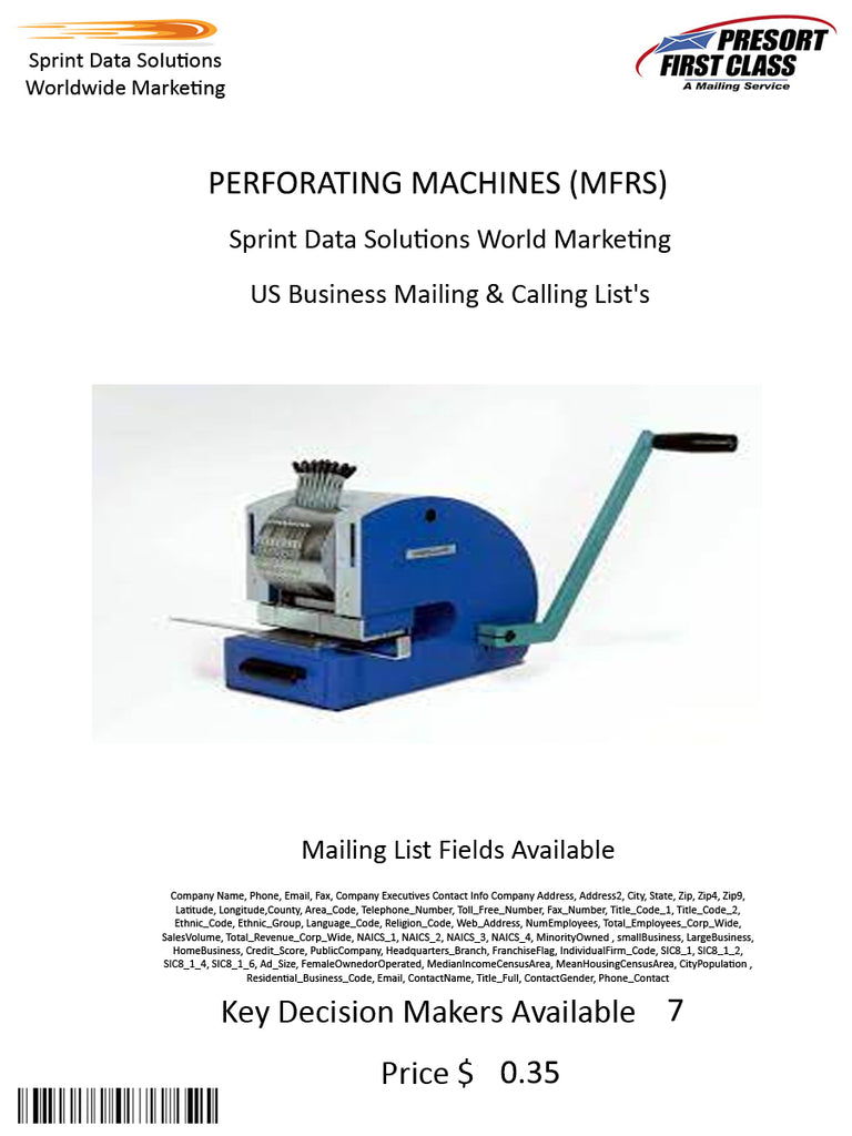 PERFORATING MACHINES (MFRS)