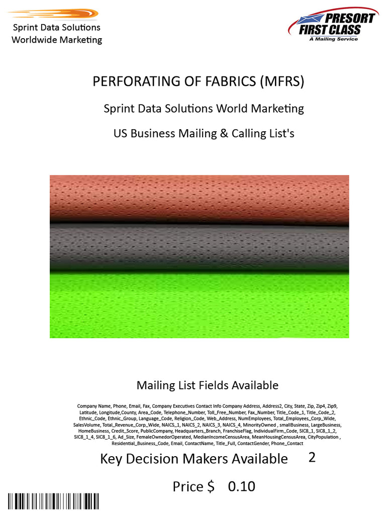 PERFORATING OF FABRICS (MFRS)