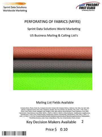 PERFORATING OF FABRICS (MFRS)