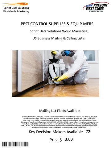 PEST CONTROL SUPPLIES & EQUIP-MFRS