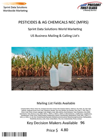 PESTICIDES & AG CHEMICALS NEC (MFRS)