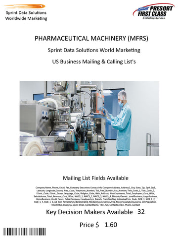 PHARMACEUTICAL MACHINERY (MFRS)