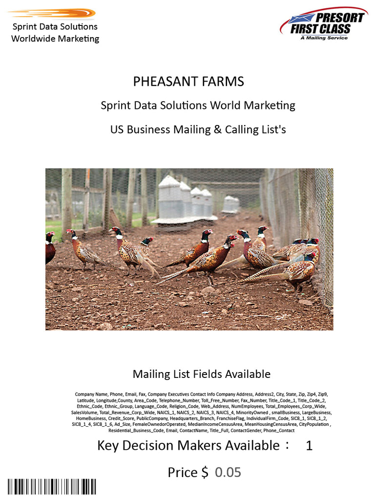 PHEASANT FARMS