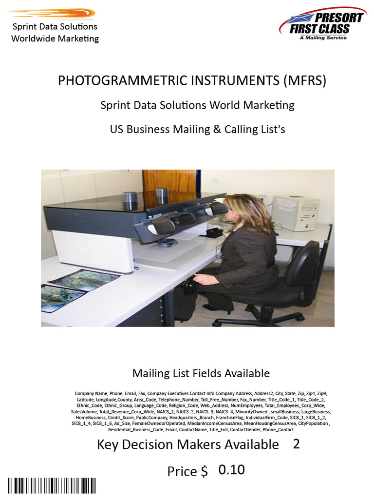 PHOTOGRAMMETRIC INSTRUMENTS (MFRS)