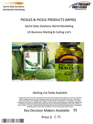 PICKLES & PICKLE PRODUCTS (MFRS)